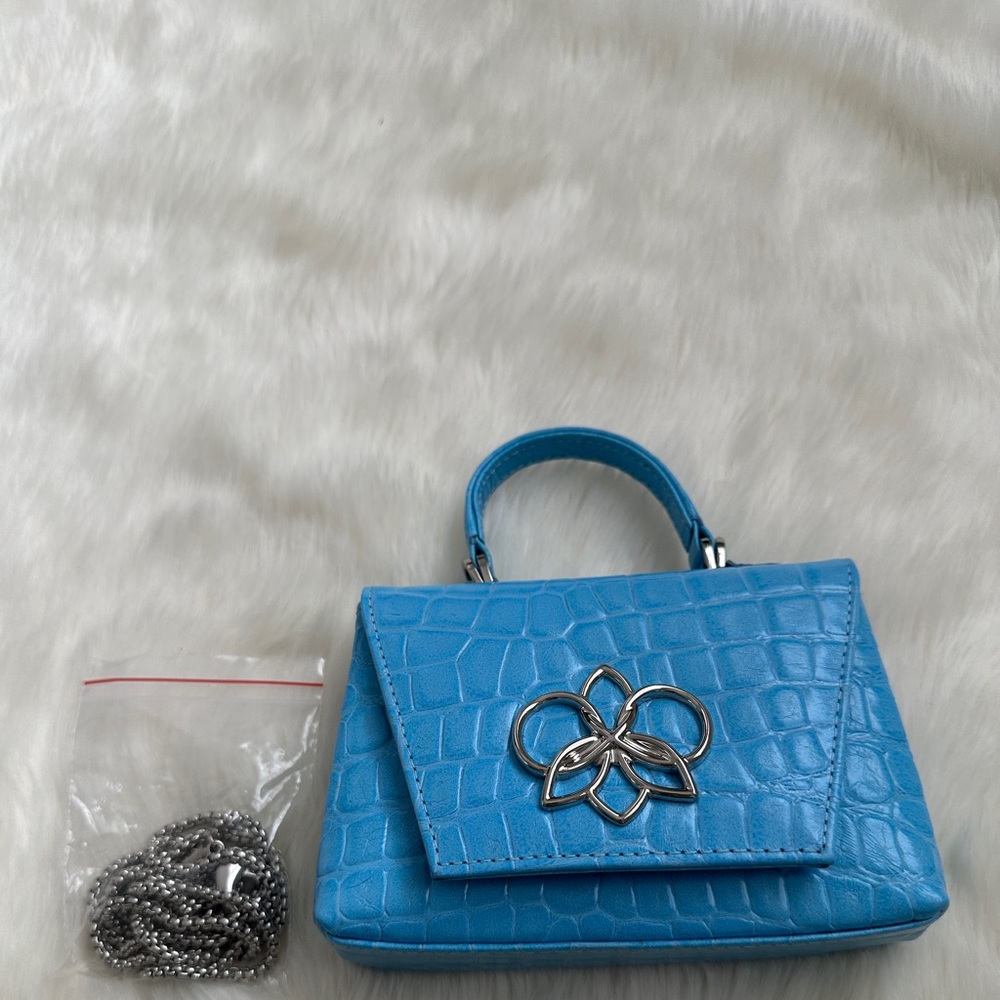 Blue Croc-Embossed Mini Bag - Picture 2 of 11